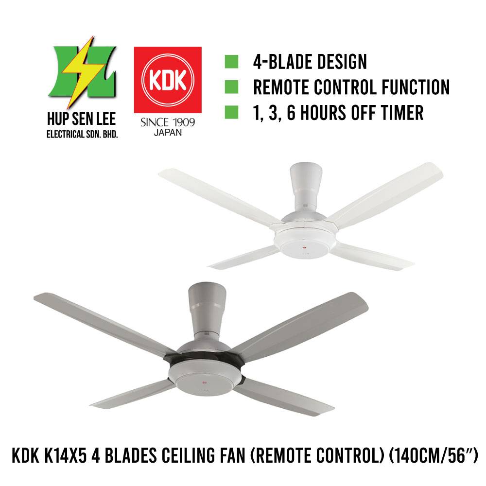 KDK K14X5 4 blades Ceiling fan with remote control (140cm/56″)