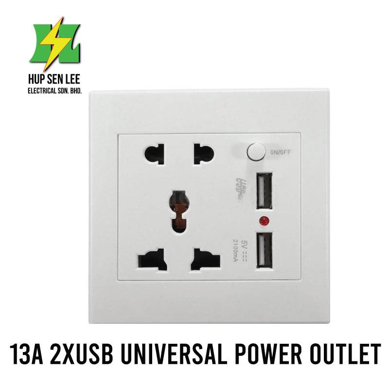 2xUSB 13A Universal Power Socket Outlet